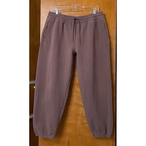 Athleta Forever Fleece High Rise Jogger Smoky Rose Sweatpants Baggy Sz L 575914